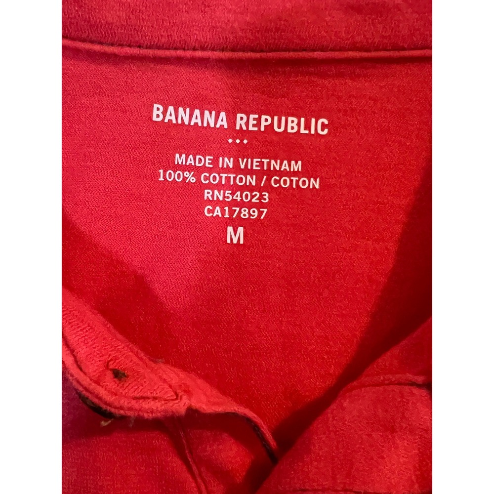 Banana Republic Mens Red Short Sleeve Cotton Pocket Polo Shirt Size M - Picture 4 of 5